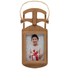 FINE PHOTO GIFTS Wooden Sled 2" x 3" Photo Ornament 2.75" x 1.5" x 6.5", Brown