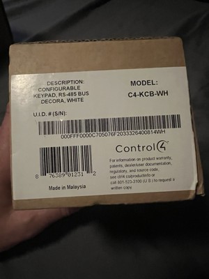 Control 4 Configurable Keypad Rs-485 Bus Decora White Model C4-kcb-wh