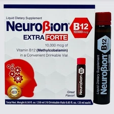 Neurobion B12 Extra Forte 10,000 10 Drinkable Vials 0.85 fl. Oz. /25ml