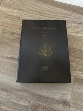 Hollow Faux Book Vintage Wood Concealment Hiding Box "War And Peace” 12”