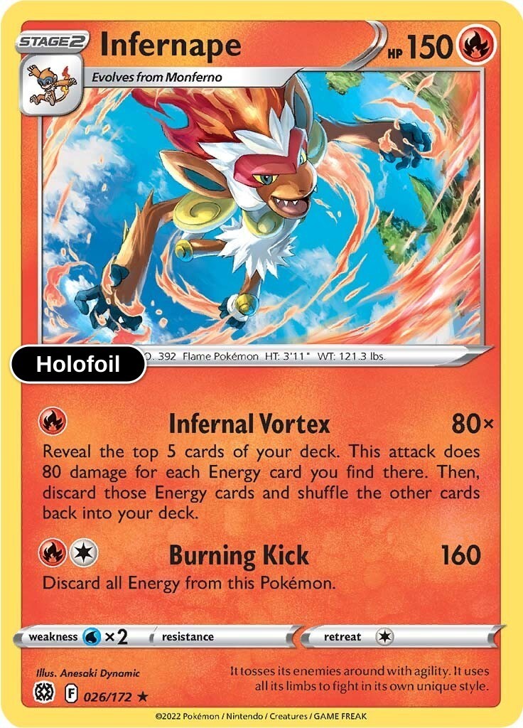 Infernape Holofoil SWSH09: Brilliant Stars 026/172 NM