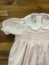 Vintage Baby Girl Petit Ami 3-6m Pink Floral Smocked Bubble Romper 