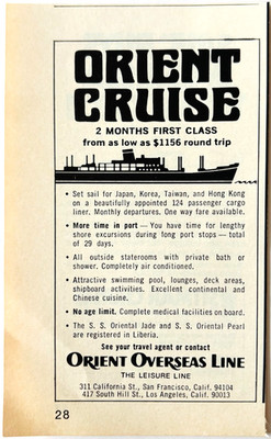 1972 Orient Overseas Cruise Line Advertisement Ship Transportation Vintage F6K