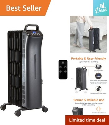 Whisper-Quiet Portable Radiator Heater with Adjustable Thermostat & 3 Settings