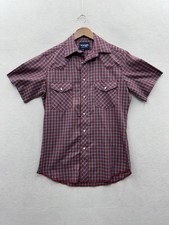 Wrangler Rancher Men s Small Western Shirt Plaid Pearl Snap Short Sleeve Cowboy