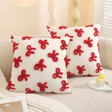 Coquette Bow Throw Pillow Covers Room Decor Embroidered Pillow Covers 18x18 S...