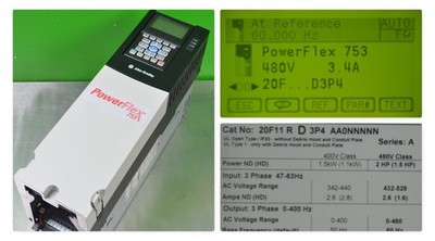 Low Run Time Allen-Bradley 20F11RD3P4AA0NNNNN PowerFlex 753  2HP FRN: 11.002