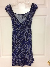 Mixit ladies dress size medium rayon spandex blue black multicolored 32