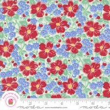 Moda  30's PLAYTIME 33630 11 Blue Red Floral Quilt Fabric 30s Reproduction