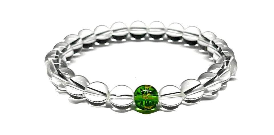 Crystal Quartz and Peridot Stretch Bracelet – Birthstone for August (Leo, - Image 2 of 4