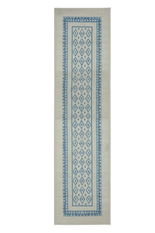 Bordered Transitional Runner - 2'x8', Geometric Pattern Area Rug -510 - Image 3 of 4