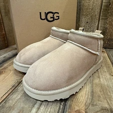 UGG CLASSIC ULTRA MINI BOOT WOMENS US 6 SAND SUEDE WOOL ANKLE SHOE EUR 37