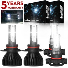 For Jeep Cherokee 2014-2015 LED Headlight Fog Light Bulb Combo Clear White P4C