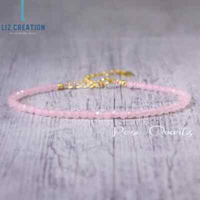 Minimalist Bracelet - Delicate Natural Rose Quartz Gemstone Dainty Bracelet