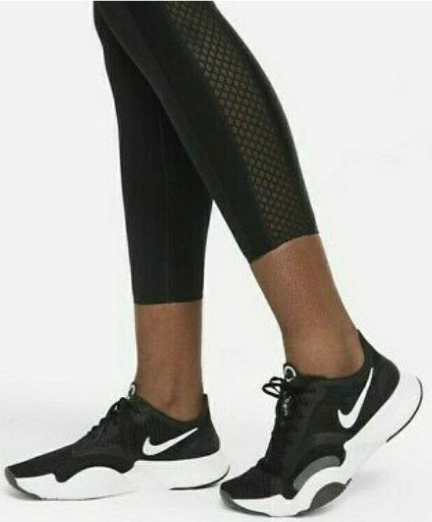 $150 Nike Women's Size M Black High-Waisted 7/8 Training Mesh Tights CU6160-010 - Image 3 of 4