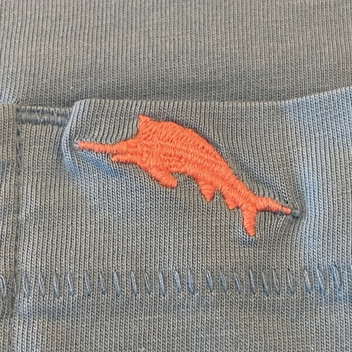 Tommy Bahama Sz L Blue Heather Crew Neck Embroidered Logo Pocket Cotton Shirt - Picture 5 of 6