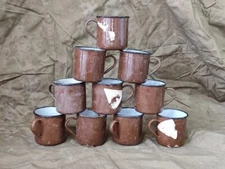 LOT x 10 VINTAGE USSR SOVIET RUSSIAN ENAMEL MUG CUP ARMY 10 ps.