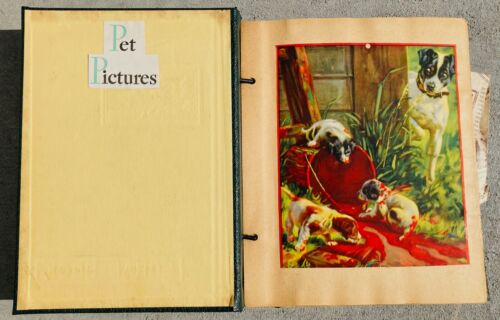 SCRAPBOOK DOGS, PUPPY, KITTY CATS ANTHROPOMORPHIC VINTAGE MID CENTURY MODERN - Picture 1 of 12