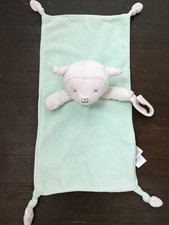Carters Baby Lovey Plush Lamb Rattle Mint Green Minky Knotted Corners