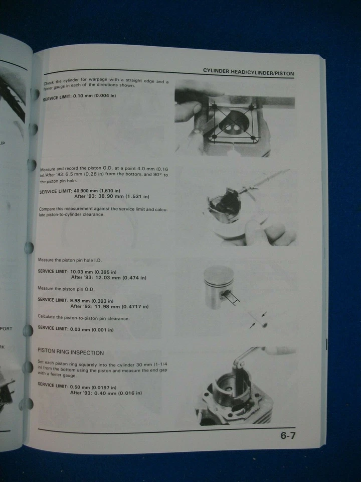 Honda 1988 - 1998 1999 2000 SA50 ELITE NUEVO Manual de servicio de fábrica H113 Foto 4 de 4