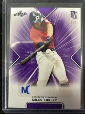Miles Curley 2021 Leaf Perfect Game Blank Back Putple 1/1 Autograph