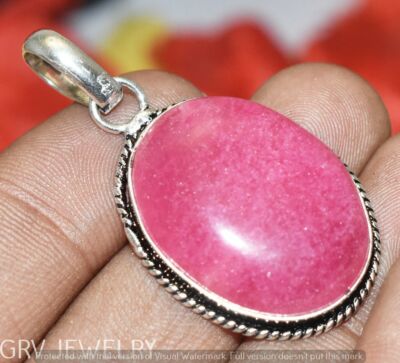 Pink Chalcedony Gemstone Pendant 925 Sterling Silver Overlay U281-B185