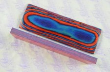Pair of Fire Orange & Blue Laminate Wood Knife Scales Knife Making Wood Blanks