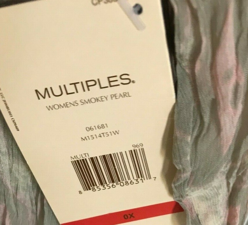 NWT Multiples Brand Womens Smokey Pearl Grey Pink Top Shirt 3/4