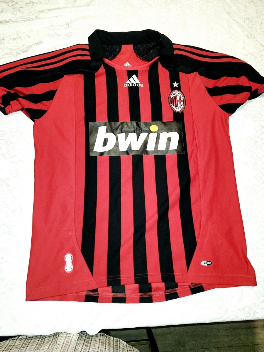 M/L Adult Milan Football Soccer Jersey Adidas Bwin 2007/2008 Home