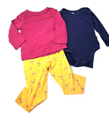 Baby Girl 18 Months Spring Outfit Plus Extra Piece Floral Pink Yellow Blue