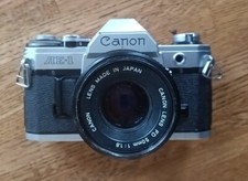Chrome Canon AE-1 Program SLR Camera 50mm Lens - Very Nice - Tested Fast Ship