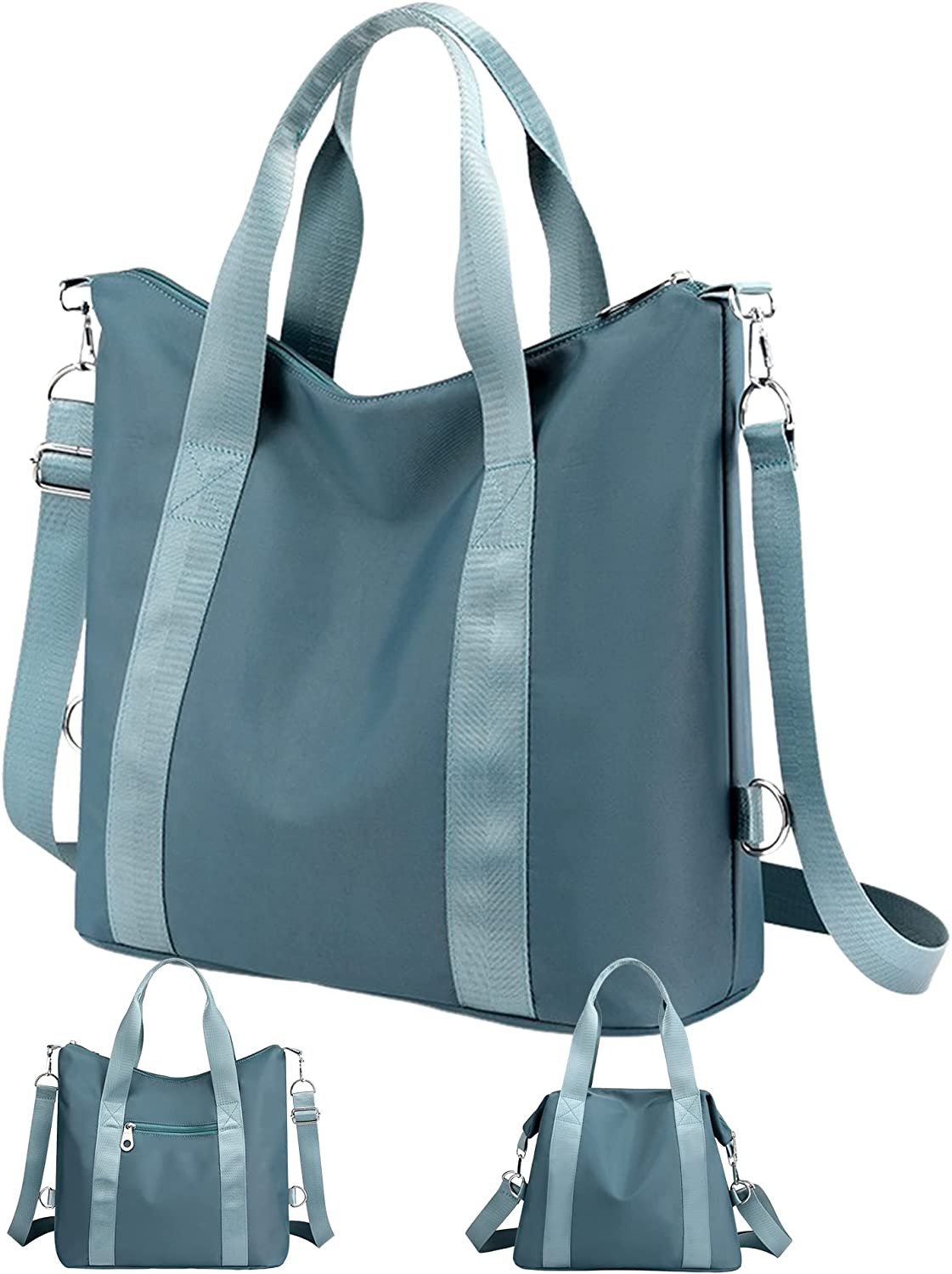 Large Nylon Tote Bag for Women,Multi-Pocket Shoulder Hobo Crossbody Bag with Zip