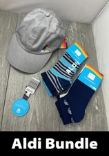 ALDI GEAR Bundle: 1 Baseball Cap, 4 Pairs No-Show Socks, 1 Keychain Coin Holder