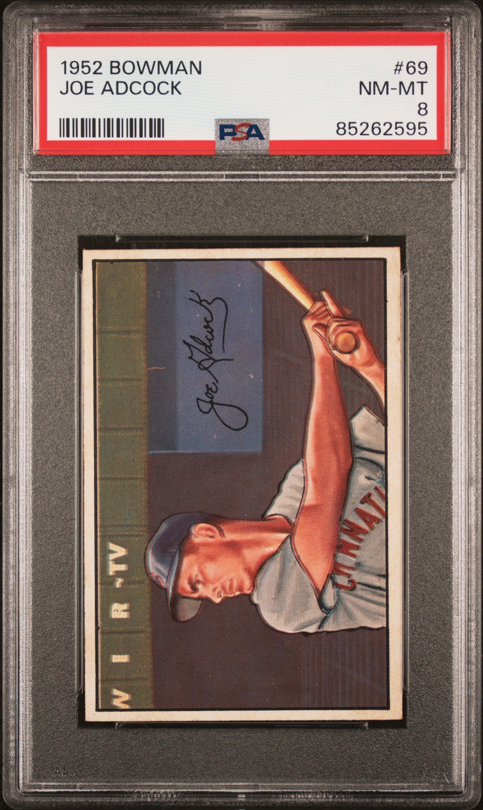 1952 Bowman Joe Adcock #69 PSA 8 NEW LABEL VINTAGE BASEBALL