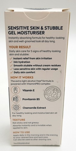 3 x Nivea Men Sensitive Skin & Stubble Gel Moisturiser Face Cream Relieves 50ml - Picture 6 of 9