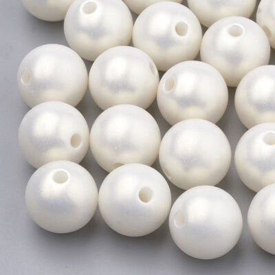 100 Acrylperlen 8mm Runde Creme Weiß Gummiert Acryl Perlen Beads Basteln - 2246