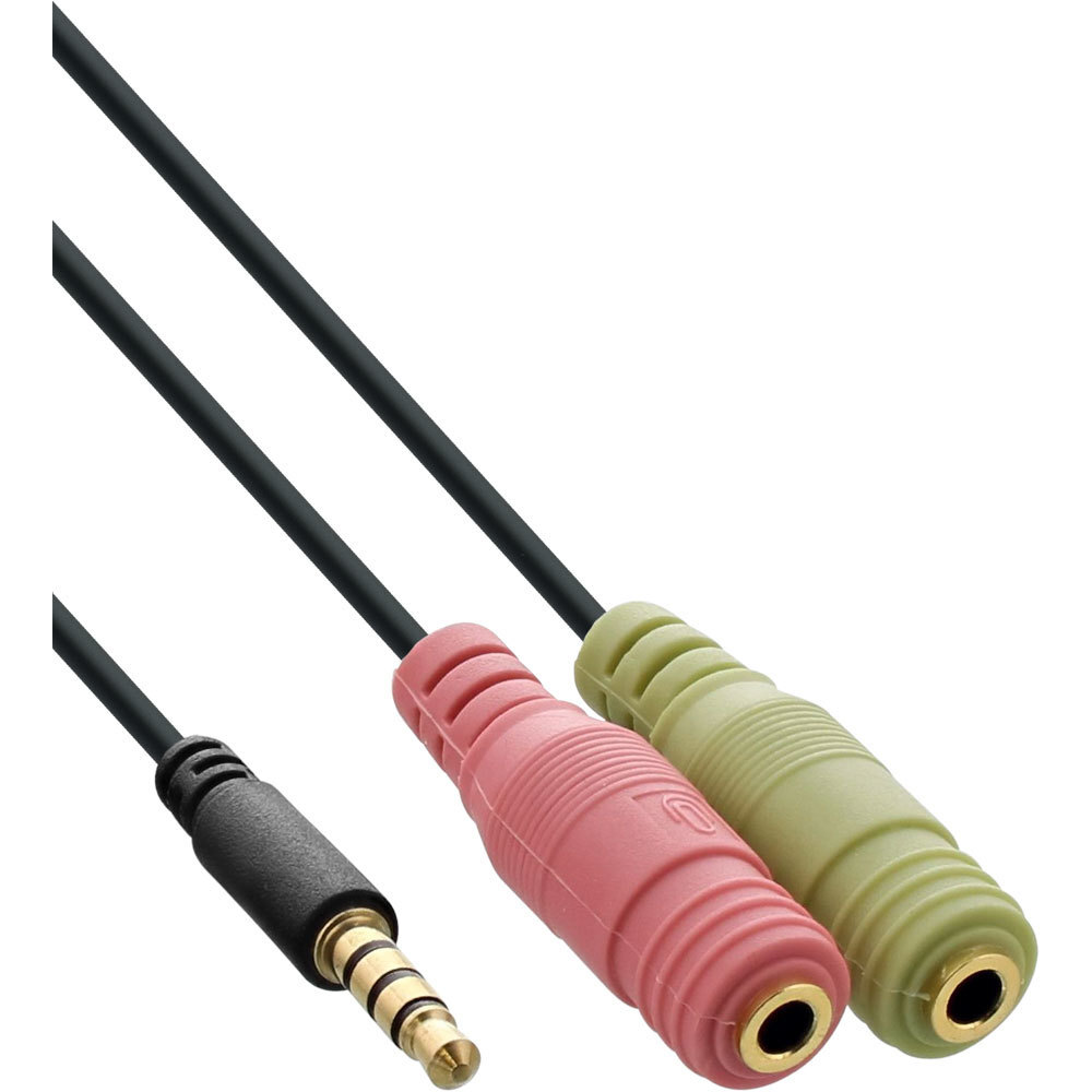 Thumbnail - Inline Audio Headset Adapterkabel 3,5mm Klinke St 2x3,5mm Klinke Bu