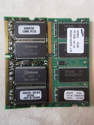 2x 128MB RAM Arbeitsspeicher aus Toshiba  Notebook, Kingston und Samsung