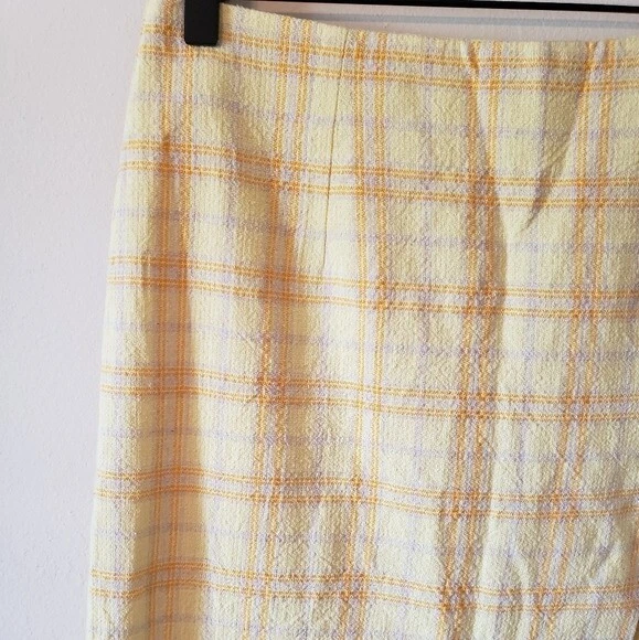 Zara yellow tartan hot sale skirt