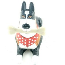 Mc Donald's Happy Meal Toy Brown Sitting Dog Holding A Bone 2.5 Long USA Seller