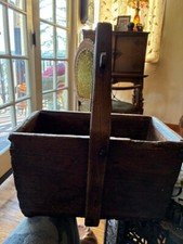 19th Century Asian Antique Berries Rice Wooden Basket W Handle Characters