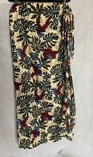 Vtg HILO HATTIE Queen Size Hawaiian Original Leaf Print Wrap Skirt Cover Sarong