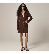 NWT J. Crew Medium Mini Shirt-dress Matte Jersey French Press Brown