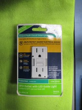 New In Package Leviton GFNL1-W TR GFCI Outlet With Night Light - White