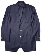 Ralph Lauren Blazer Mens 42R Wool Black Jacket Gold Crest Buttons