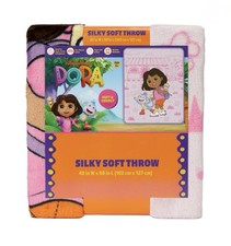 Nickelodeon Dora The Explorer Boots Pink Silky Throw Blanket 40 X 50 inch