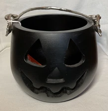 Martha Stewart 7 X 9  Wooden BLACK BUCKET JACK O LANTERN NWT