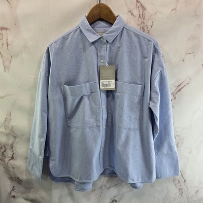 Everlane Shirt Womens Small Blue Button The Boxy Oxford 2 Pocket Organic 
