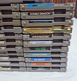 NES Game Lot of 23 NINTENDO Entertainment System Link, Double Dragon, Bart, Blob