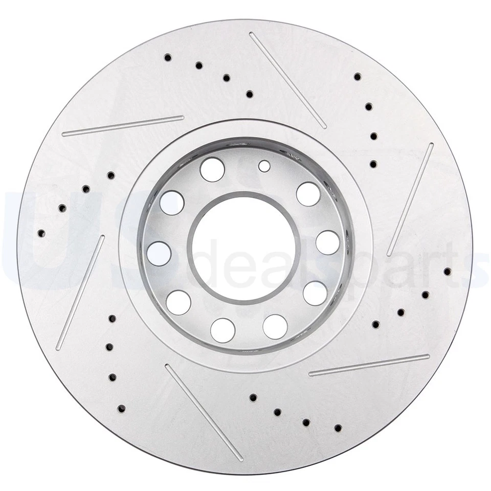Drill & Slotted Front Disc Brake Rotors Fit For 1992-1994 Audi 100 Quattro Foto 2 de 4